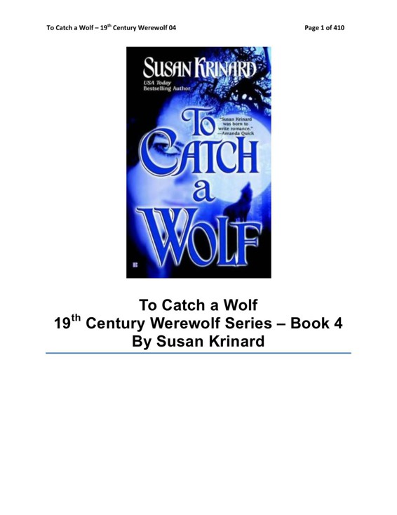 To Catch a Wolf by Susan Krinard